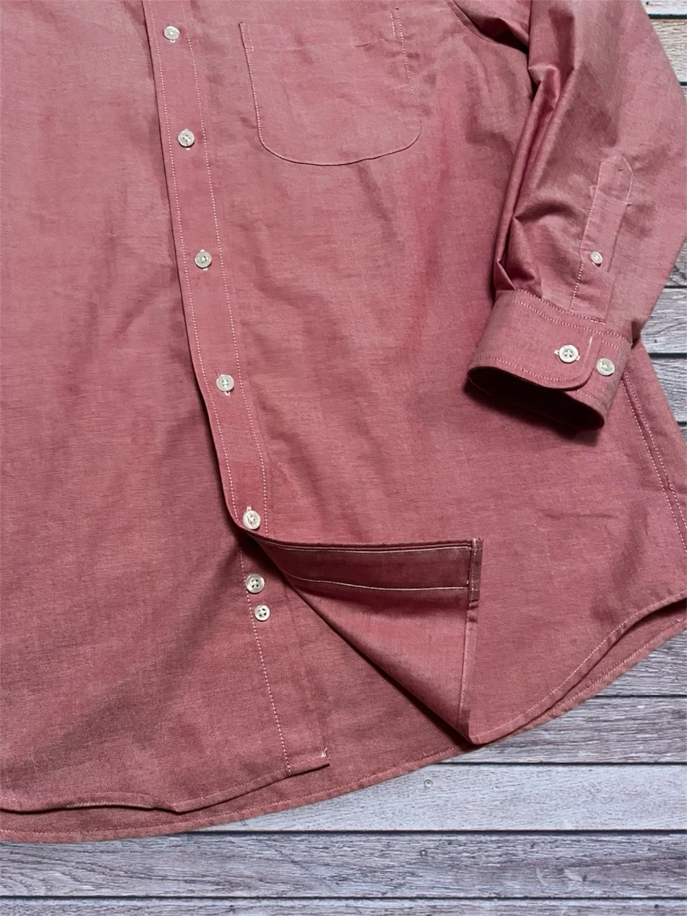 Saddlebred Men's Long-Sleeve Easy Care Oxford Shirt in Dusty Red 16 32/33
